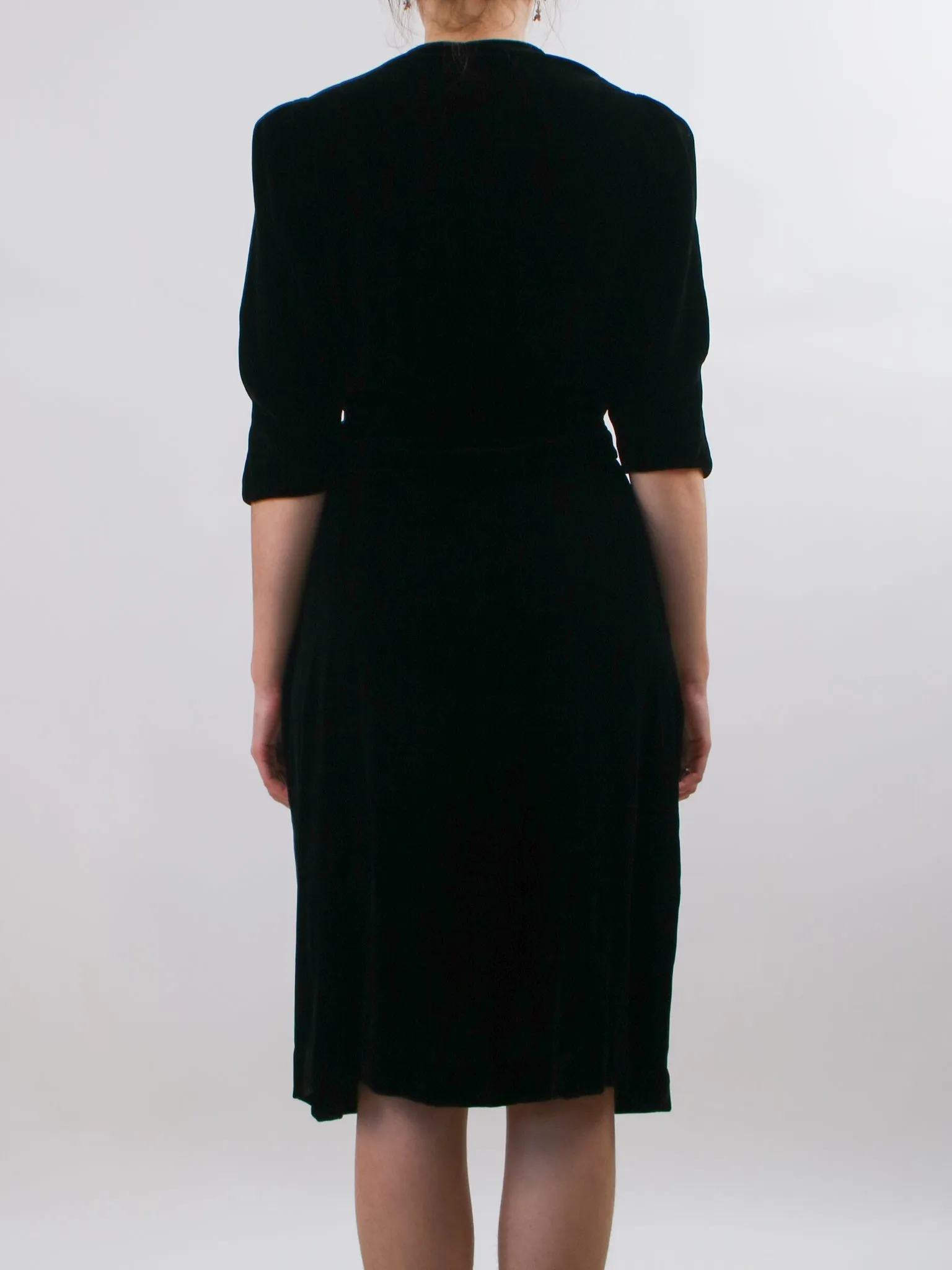 1930s Black Silk Velvet Cocktail Dress