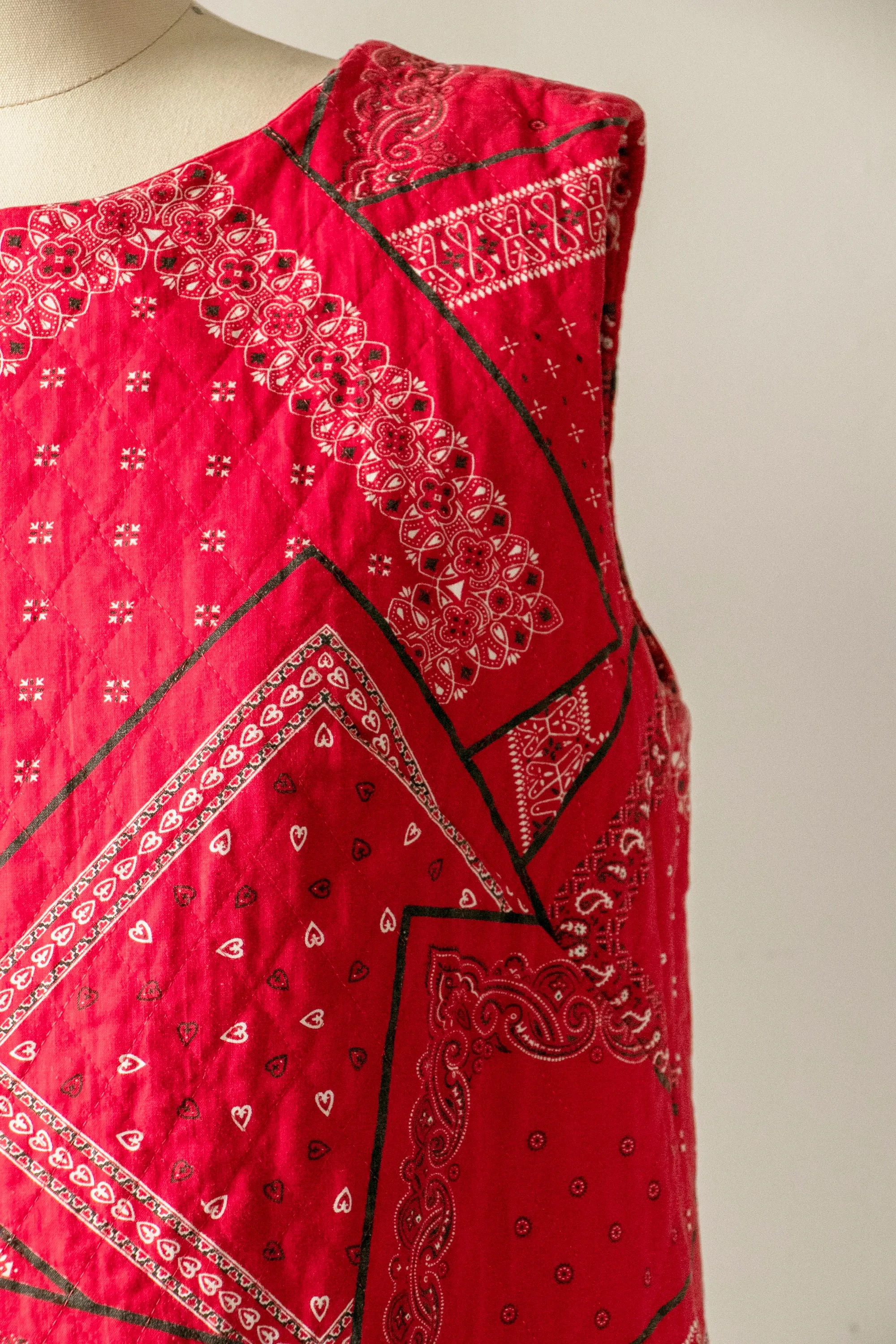1960s Quilted Dress Bandana Cotton Loungewear Shift S