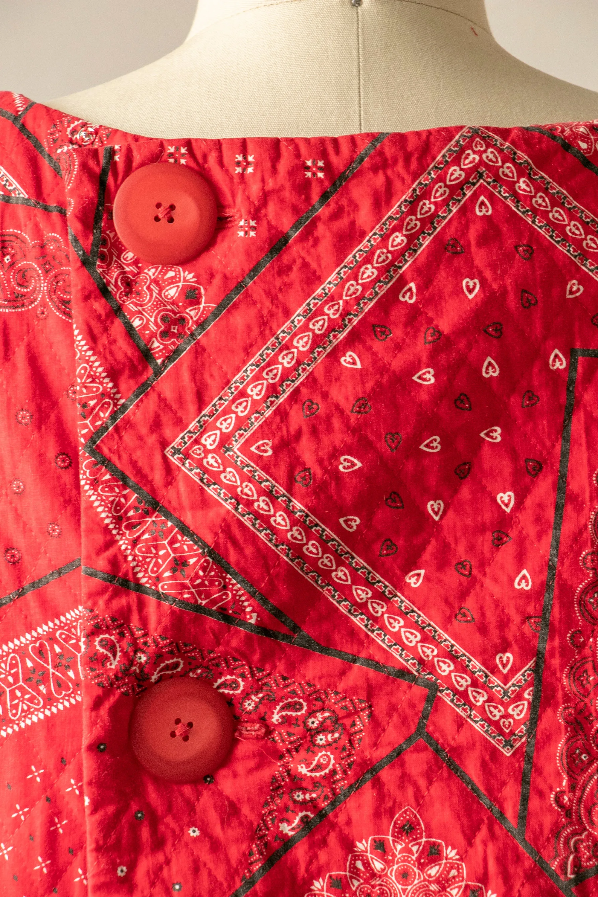 1960s Quilted Dress Bandana Cotton Loungewear Shift S