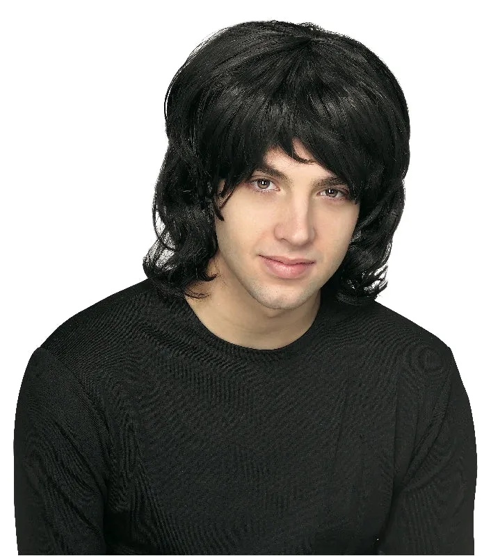 70'S Black Shag Wig Adult