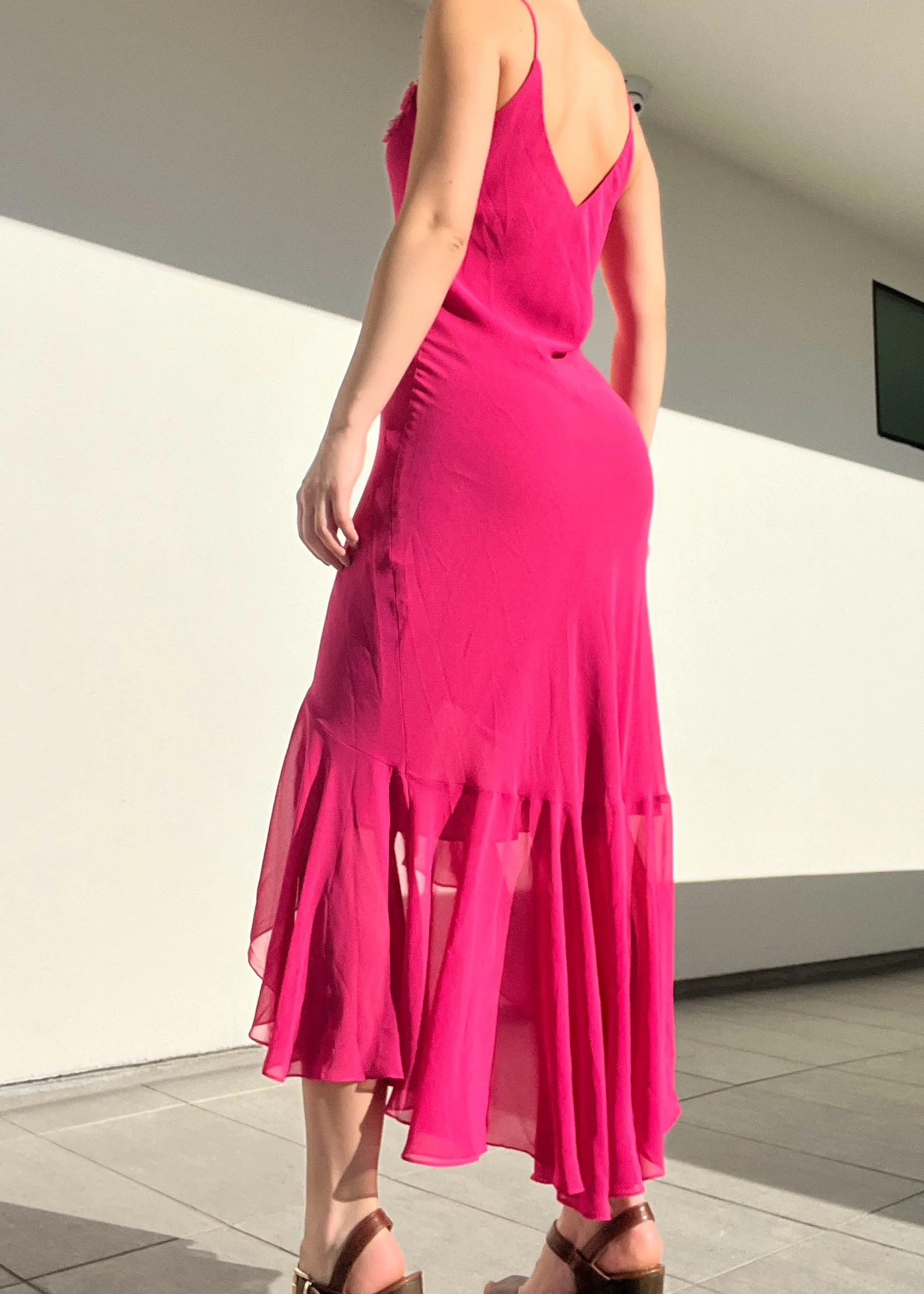 90's Hot Pink Mermaid Gown (M)