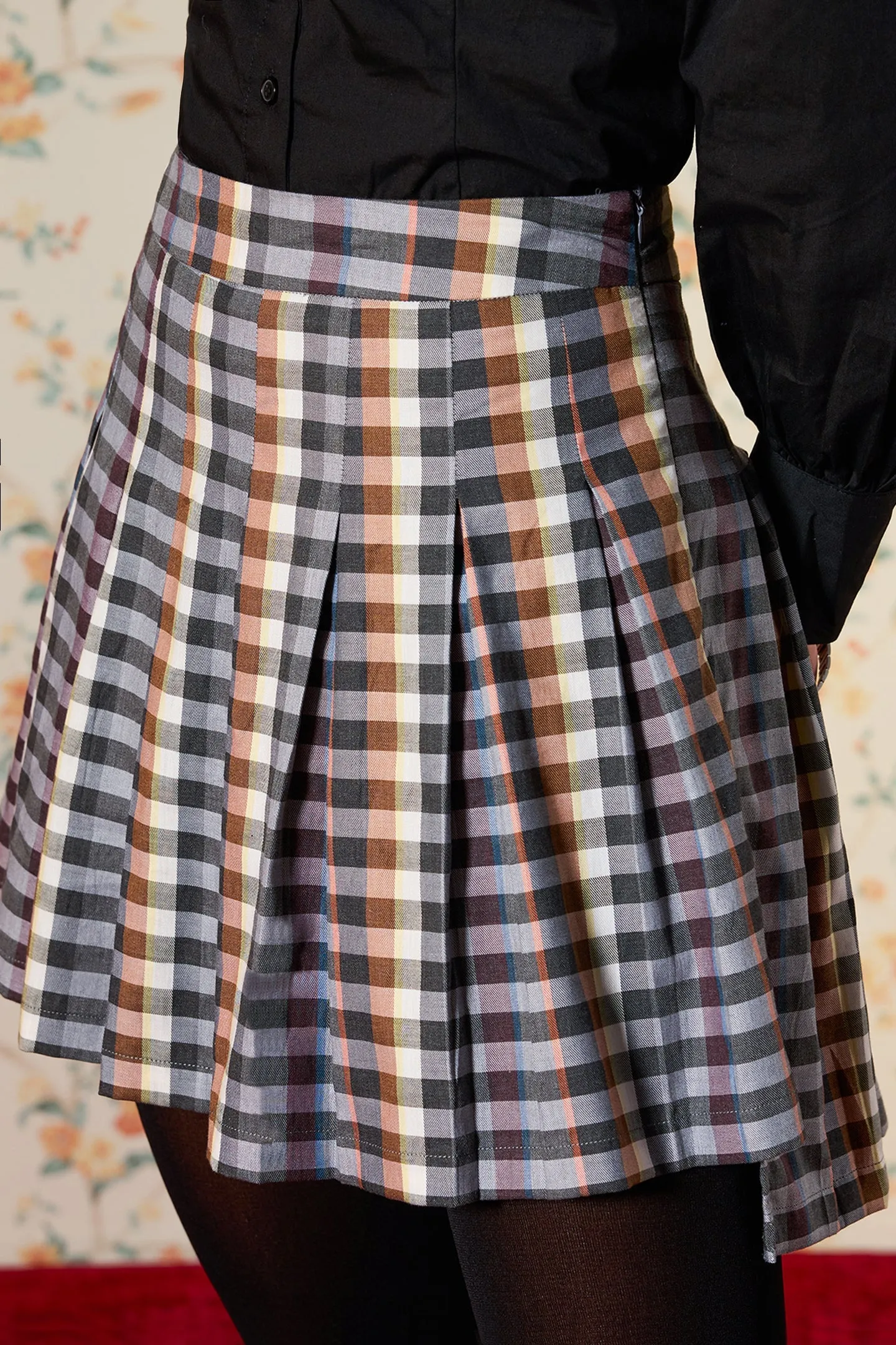 Abbey|Checkered Cotton Skirt