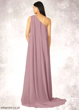 Aliya Mermaid One Shoulder Chiffon Chapel Train Dress SWKP0019739