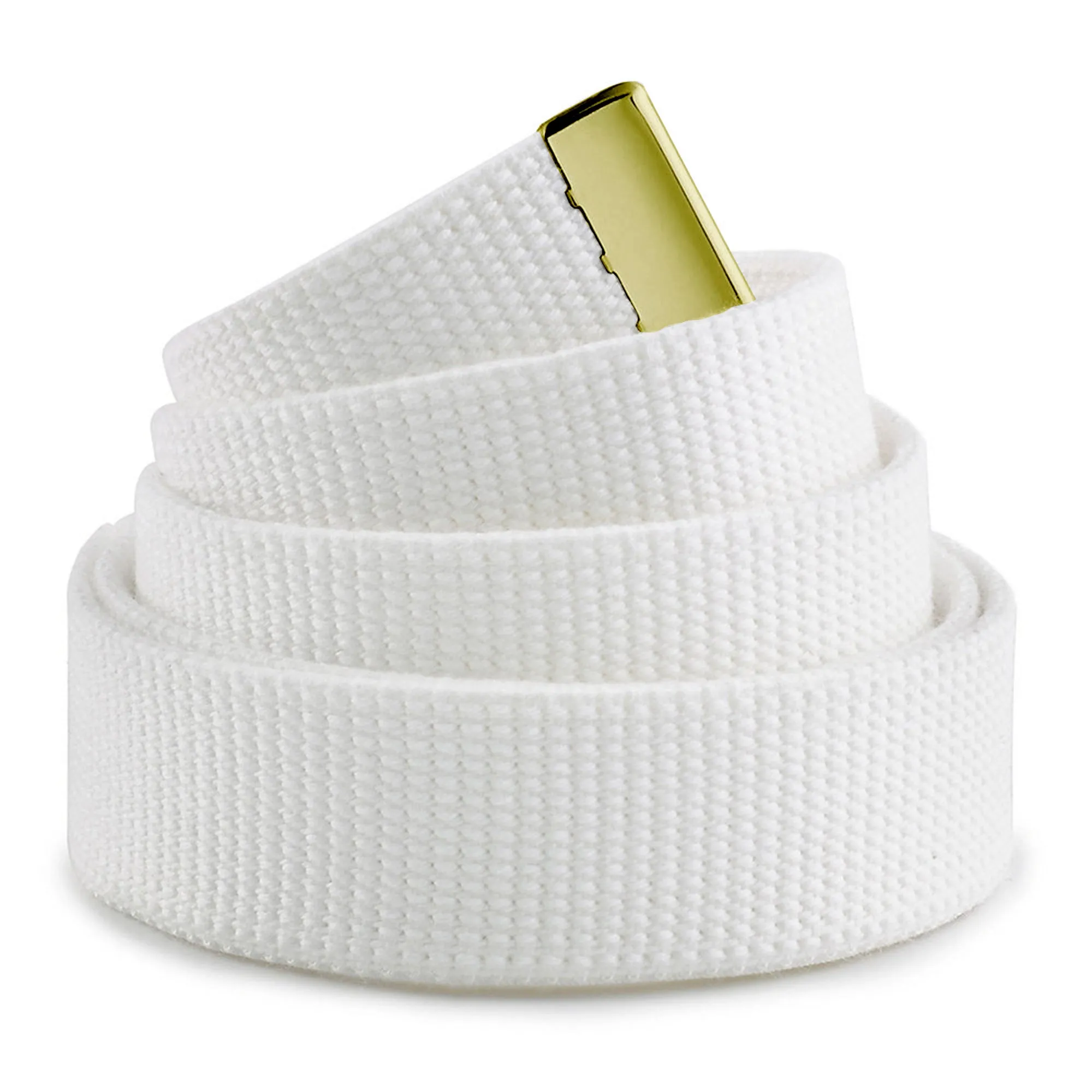 AS-IS NAVY Men's White Cotton Belt - Gold Tip