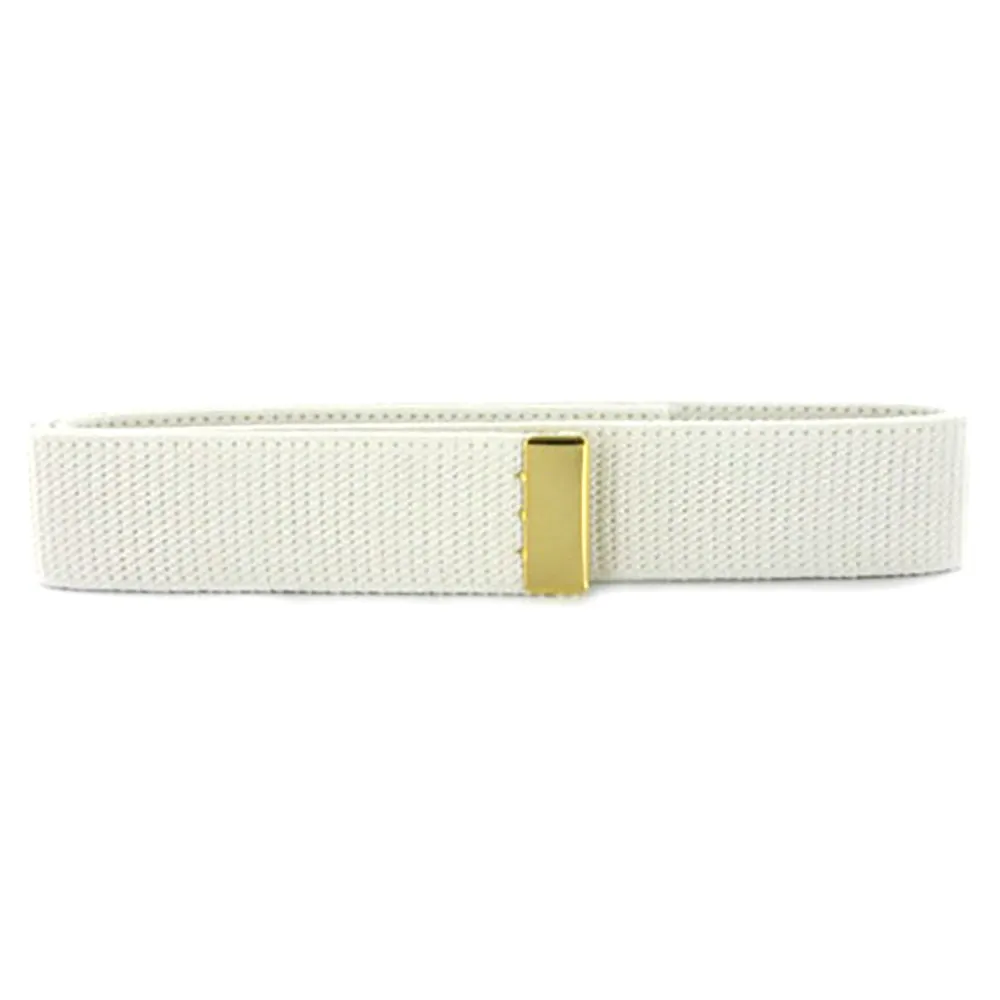AS-IS NAVY Men's White Cotton Belt - Gold Tip