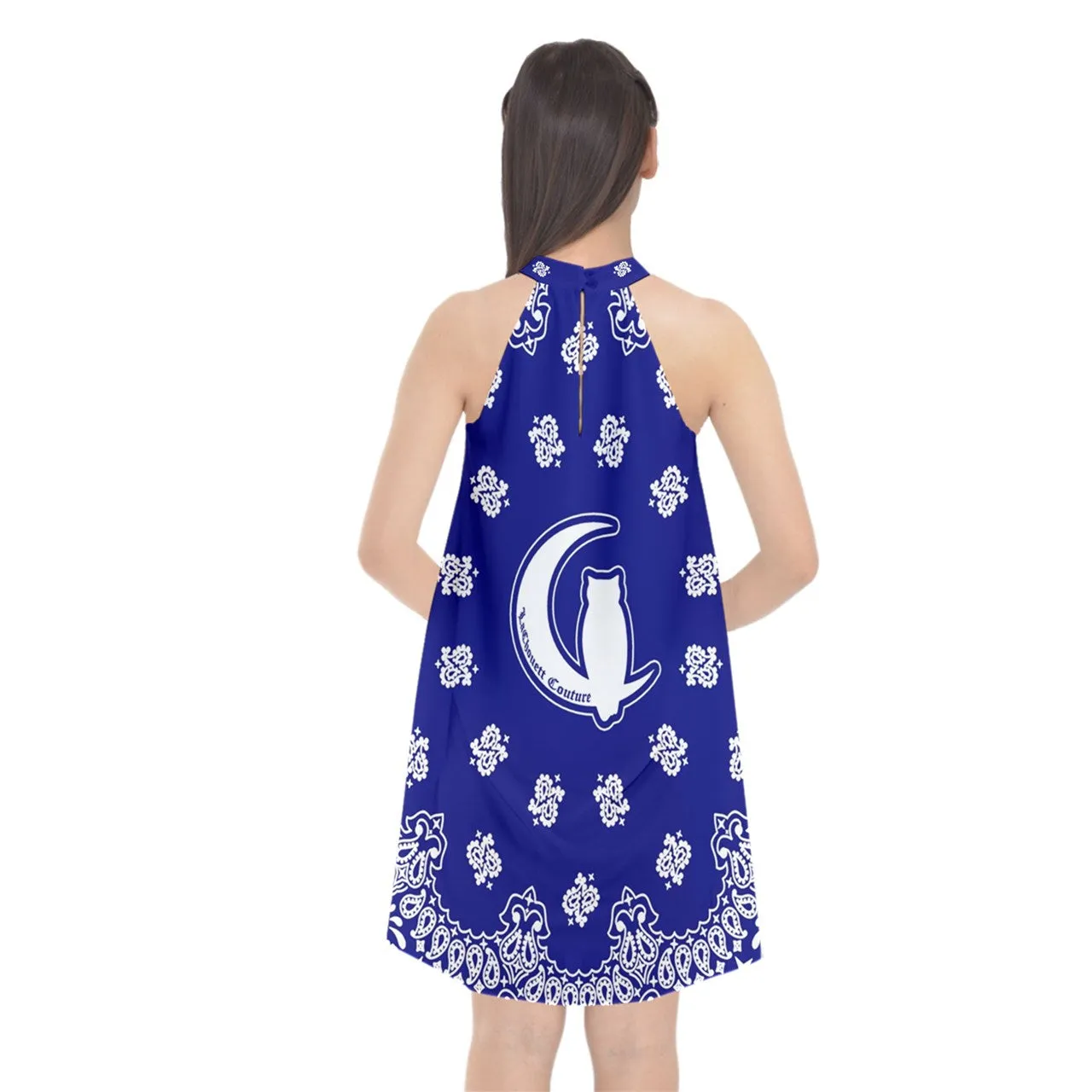 Bandana Cs'up Halter Neckline Chiffon Dress