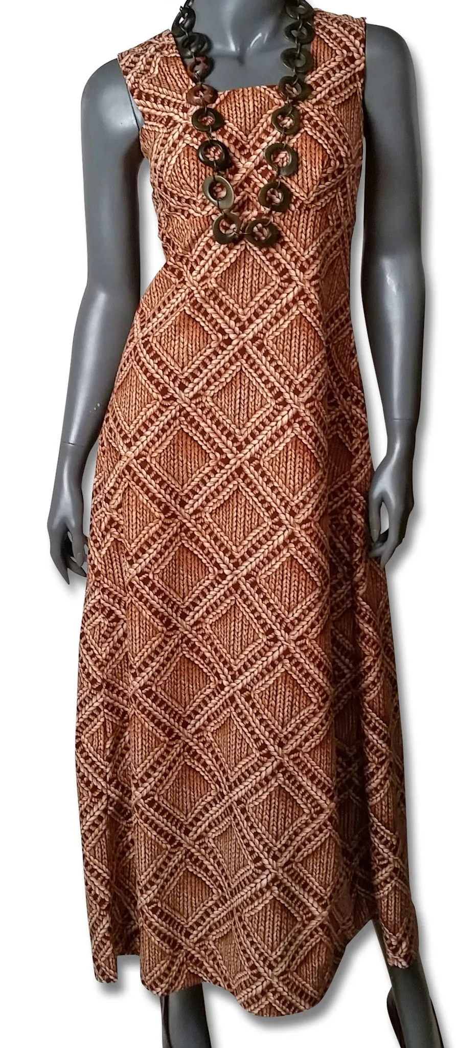 Basket Print 1960s Maxi Dress