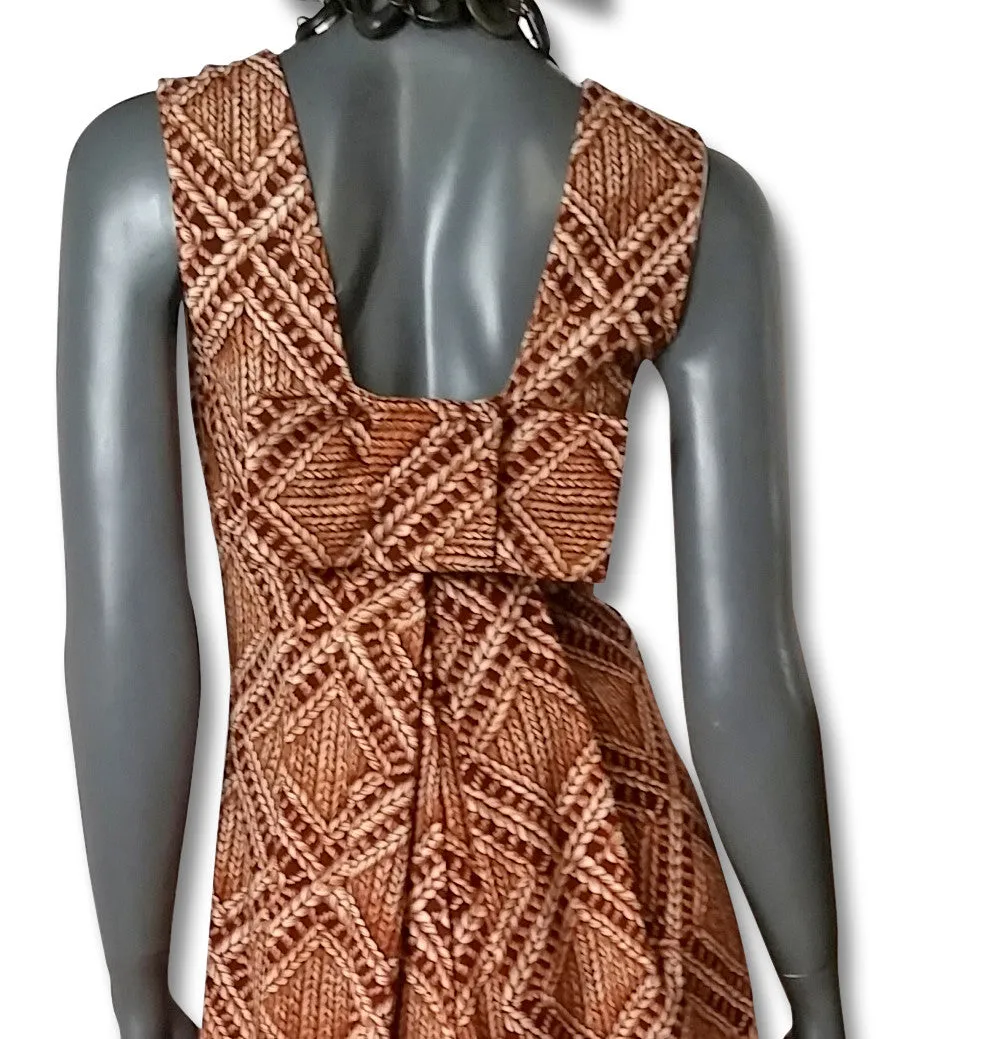 Basket Print 1960s Maxi Dress