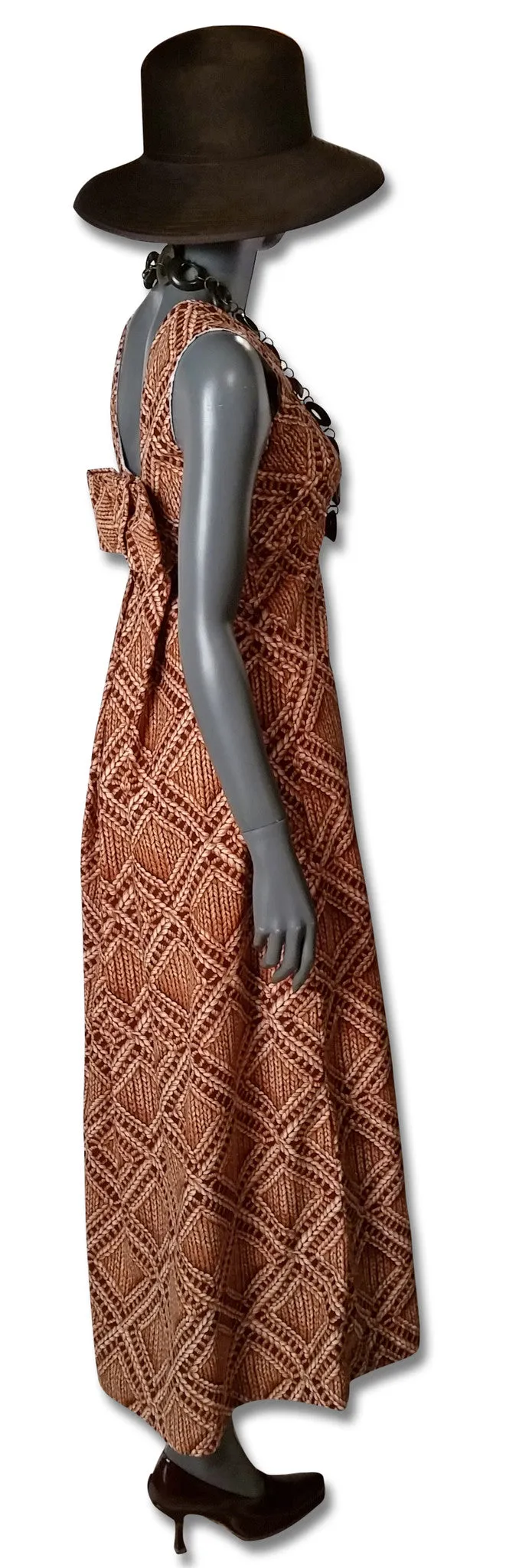 Basket Print 1960s Maxi Dress