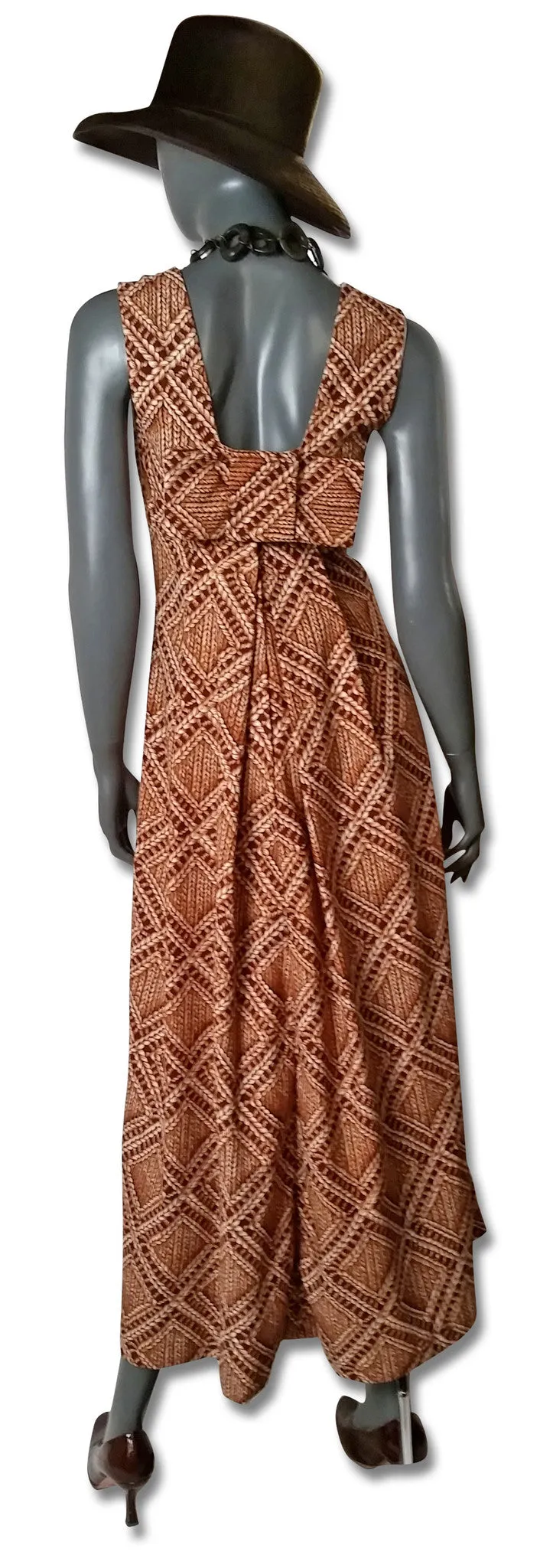 Basket Print 1960s Maxi Dress