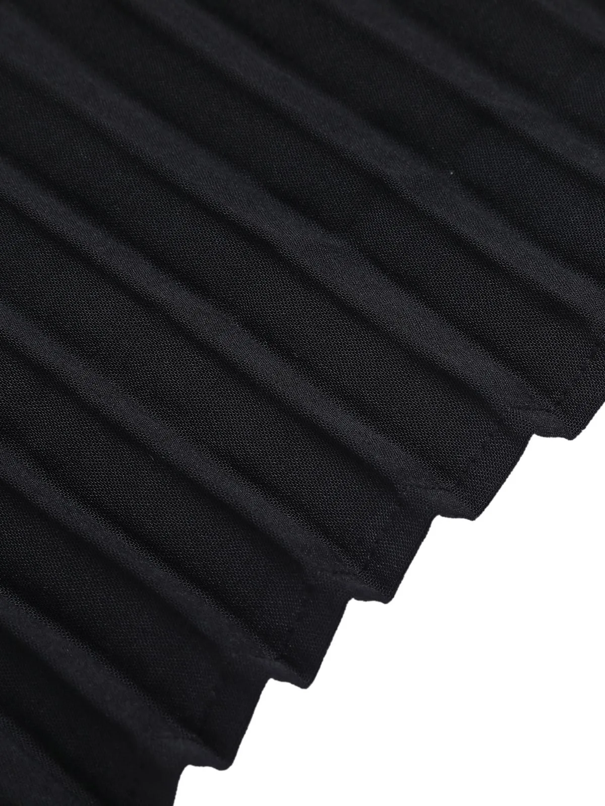 Black 1940s Solid Flying Sleeve Pleated Dress