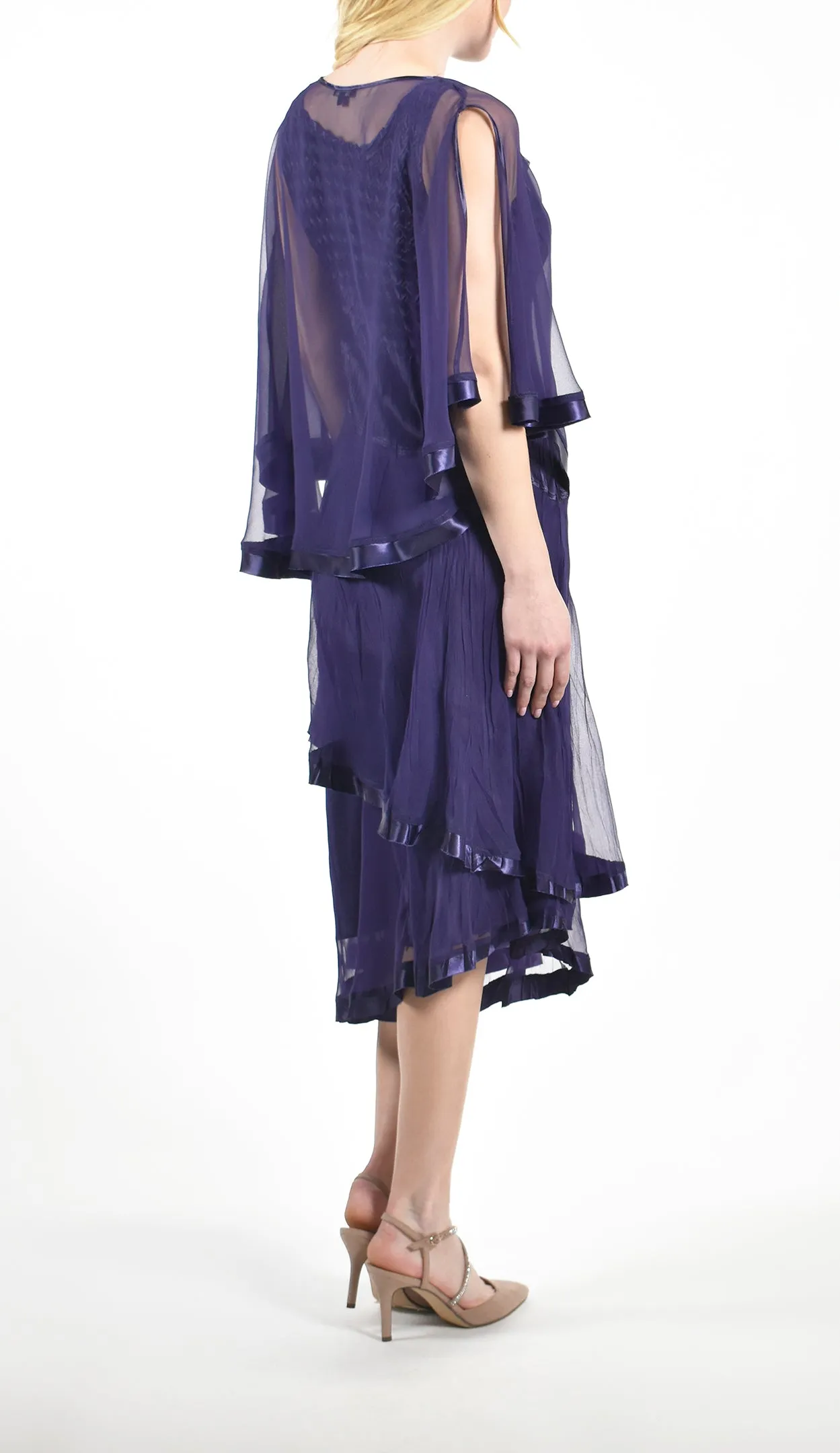 Caplet Overlay Layered Hem Dress