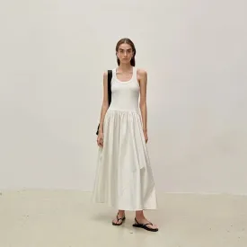 Chic Sleeveless A-Line Dress with Cross Straps for Spring and Summer