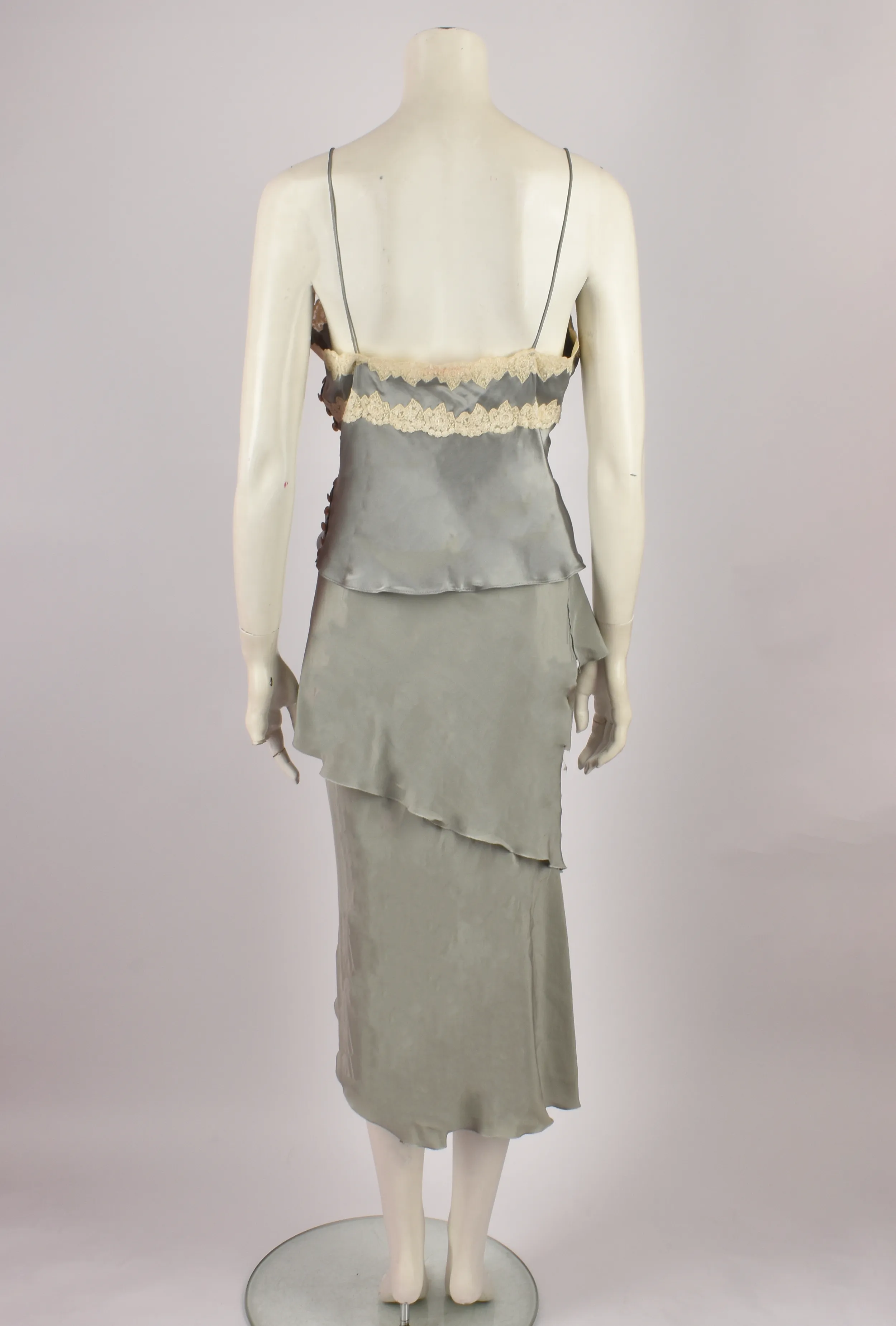 CHLOÉ S/S 1998 GREY SILK AND LACE SET