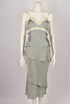 CHLOÉ S/S 1998 GREY SILK AND LACE SET