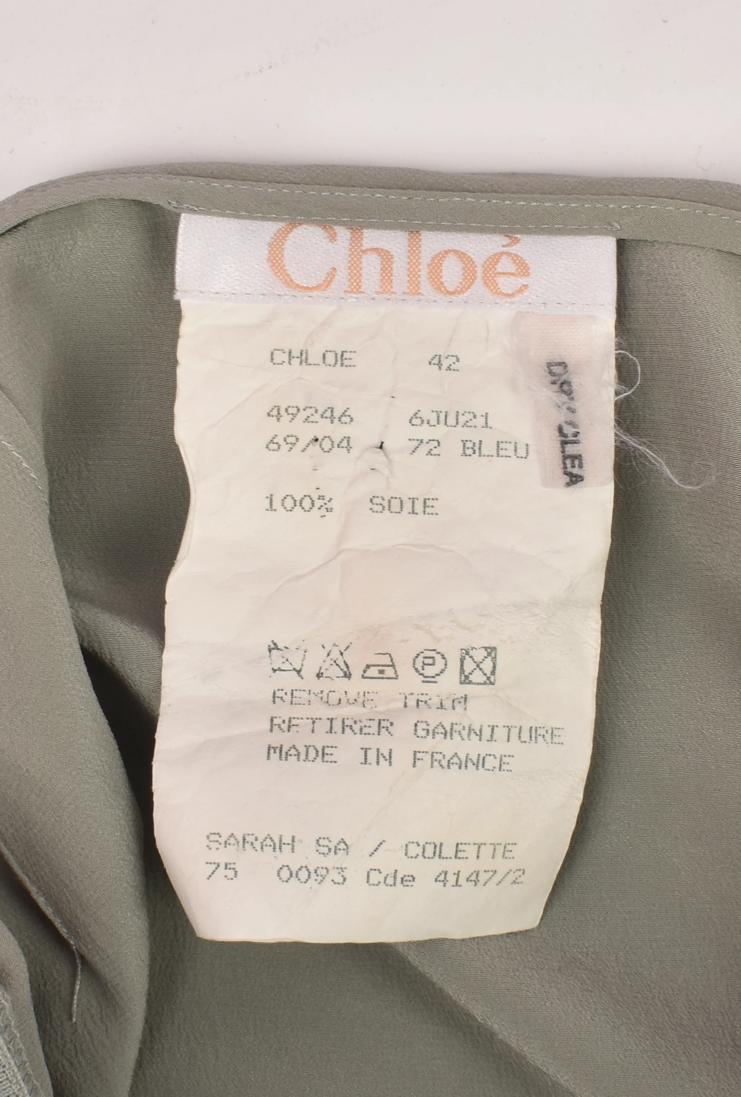 CHLOÉ S/S 1998 GREY SILK AND LACE SET