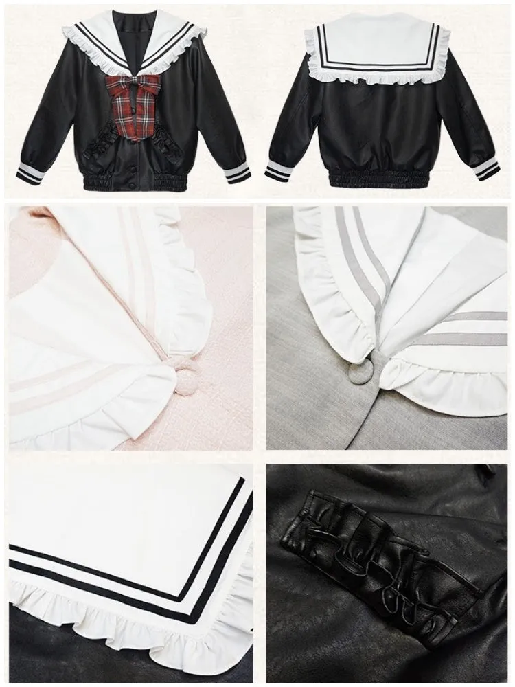 College Style Sailor Uniform Plaid Ribbon Jacket【s0000003542】