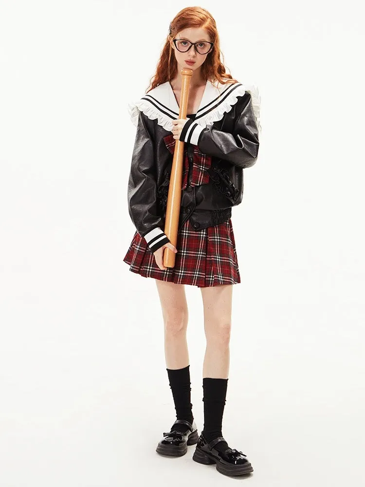 College Style Sailor Uniform Plaid Ribbon Jacket【s0000003542】