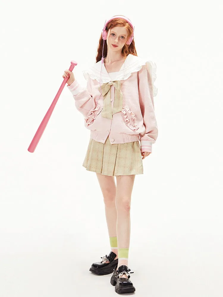 College Style Sailor Uniform Plaid Ribbon Jacket【s0000003542】