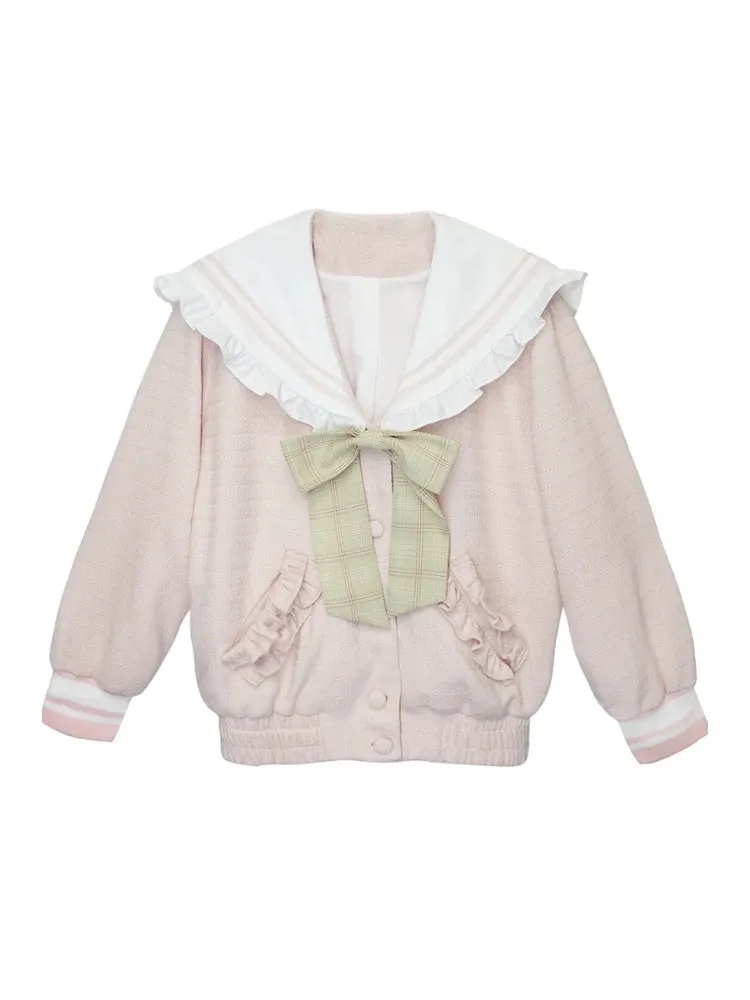 College Style Sailor Uniform Plaid Ribbon Jacket【s0000003542】