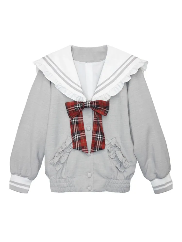 College Style Sailor Uniform Plaid Ribbon Jacket【s0000003542】