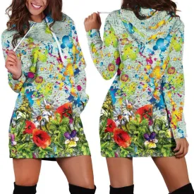 Colorful Flower Hoodie Dress | Longline Hoodie Sweatshirt 4XL Green