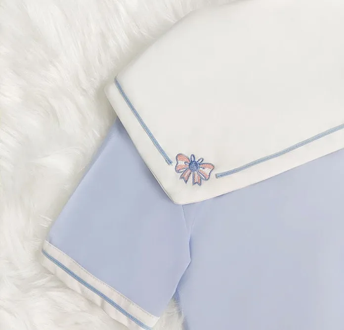 Cute Rabbit Bunny Pastel Blue Sailor Japanese Uniform Seifuku Two Piece Set