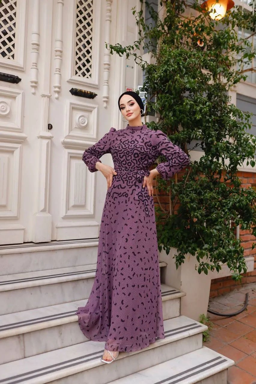 DMN Chiffon Patterned Maxi Dress