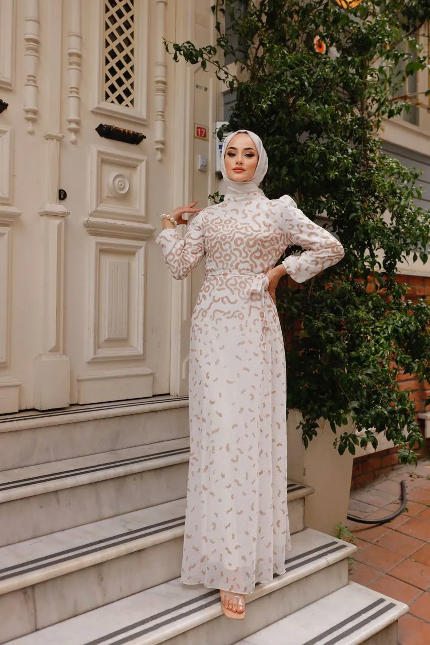 DMN Chiffon Patterned Maxi Dress