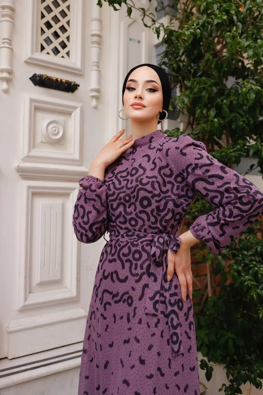 DMN Chiffon Patterned Maxi Dress