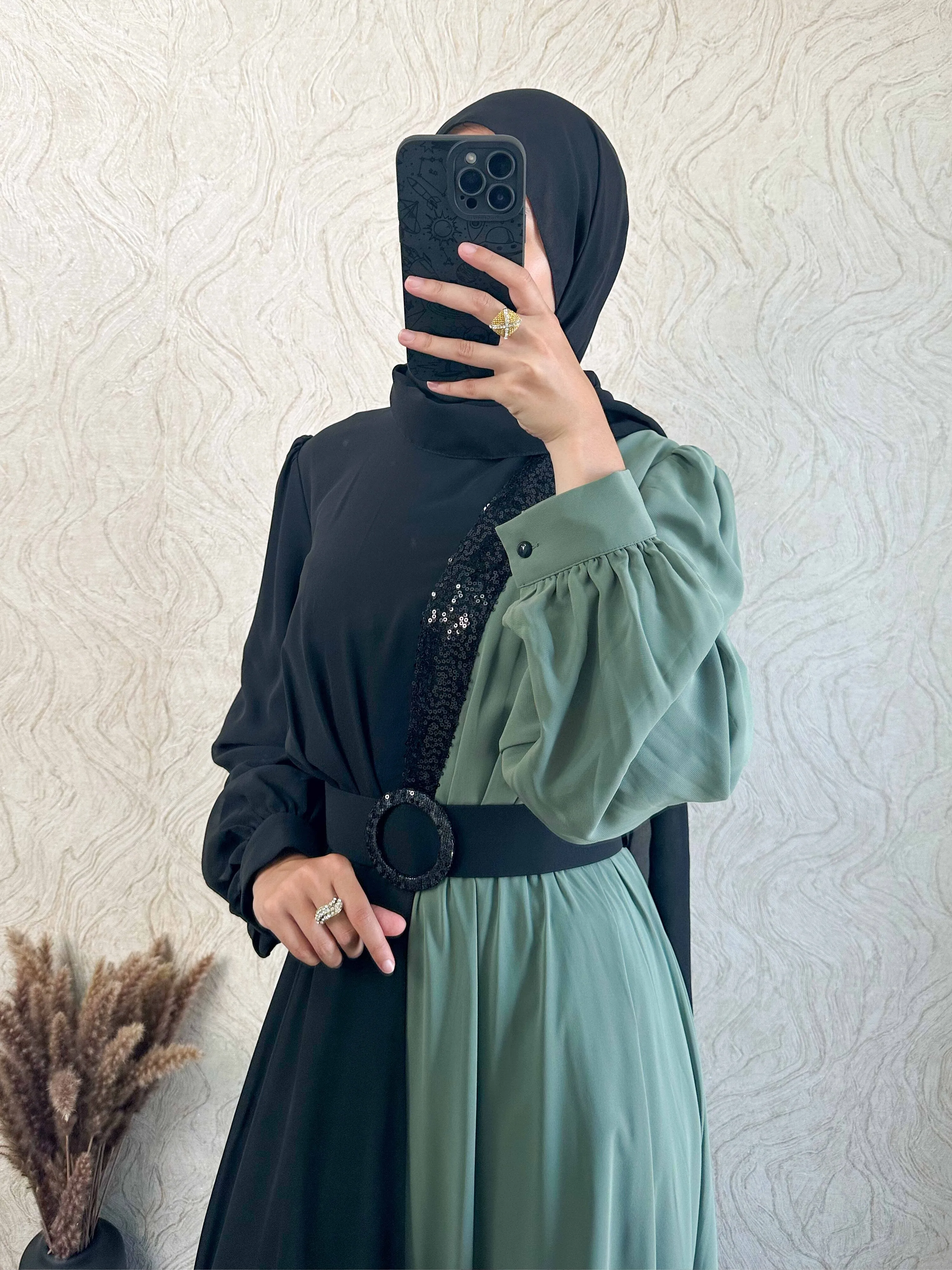 DMN Two-Tone Chiffon Maxi Dress