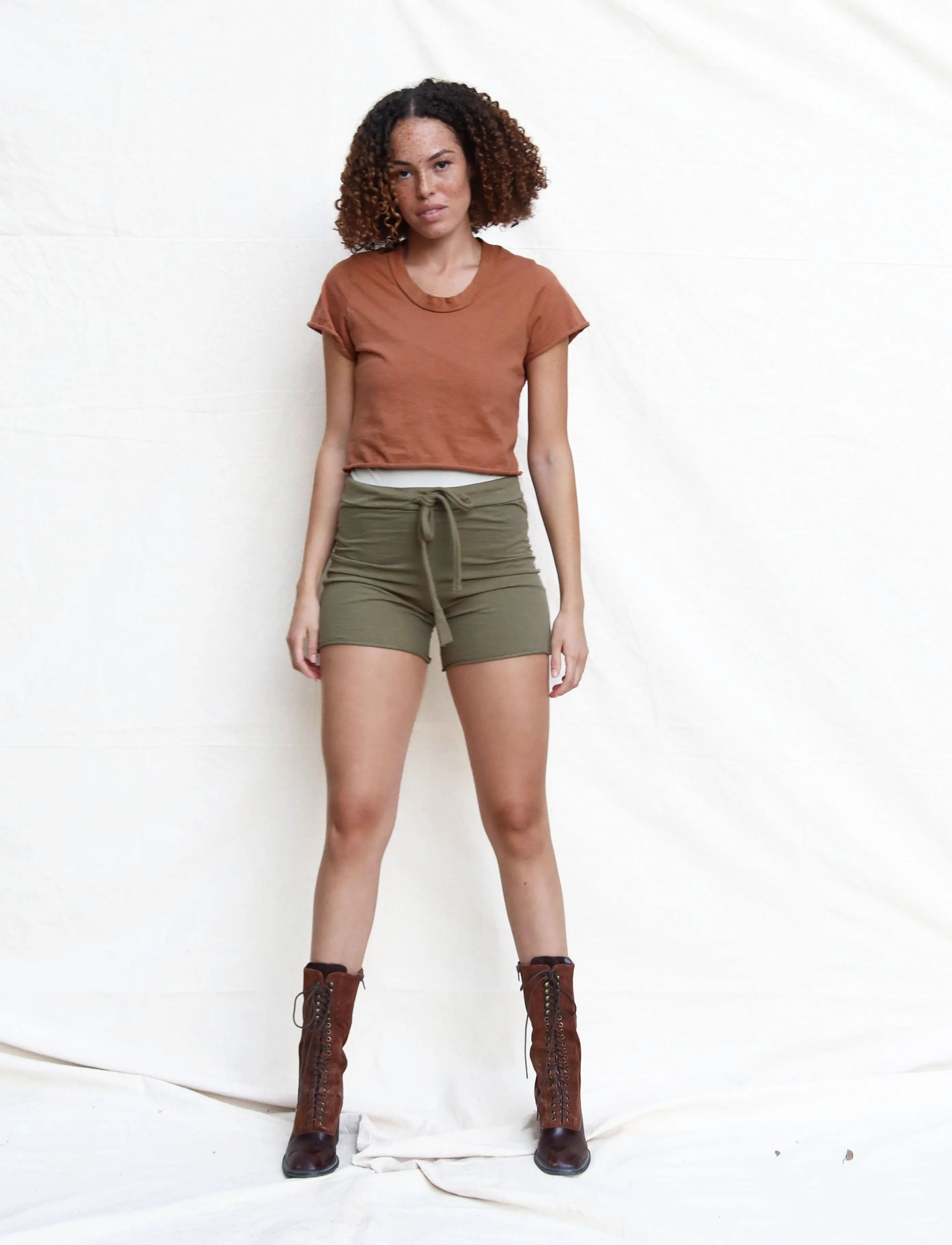 Drawstring Waist Simplicity Shorty Shorts