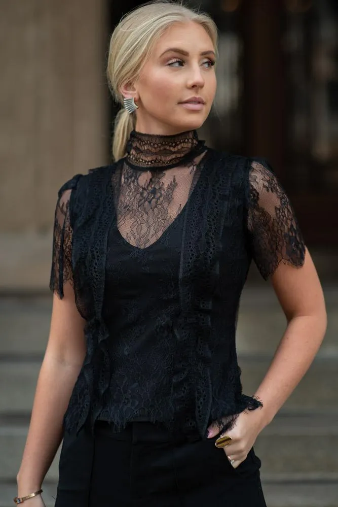 Edith Lace Top in Black
