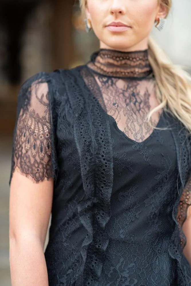 Edith Lace Top in Black
