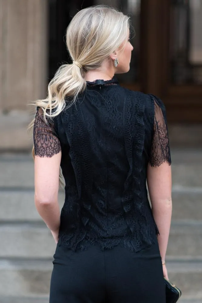 Edith Lace Top in Black