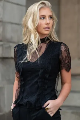 Edith Lace Top in Black