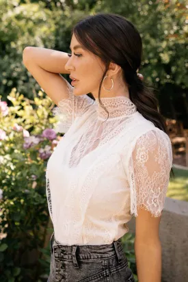 Edith Lace Top in Ivory