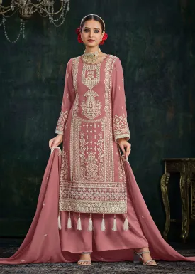 Ethereal Pink Foil Mirror Embroidered Palazzo Salwar Suit
