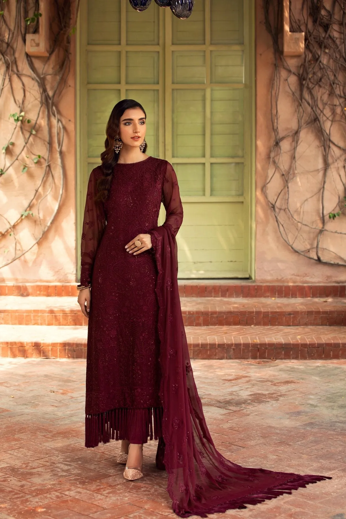 Farasha Embroidered Chiffon Collection – Sangria