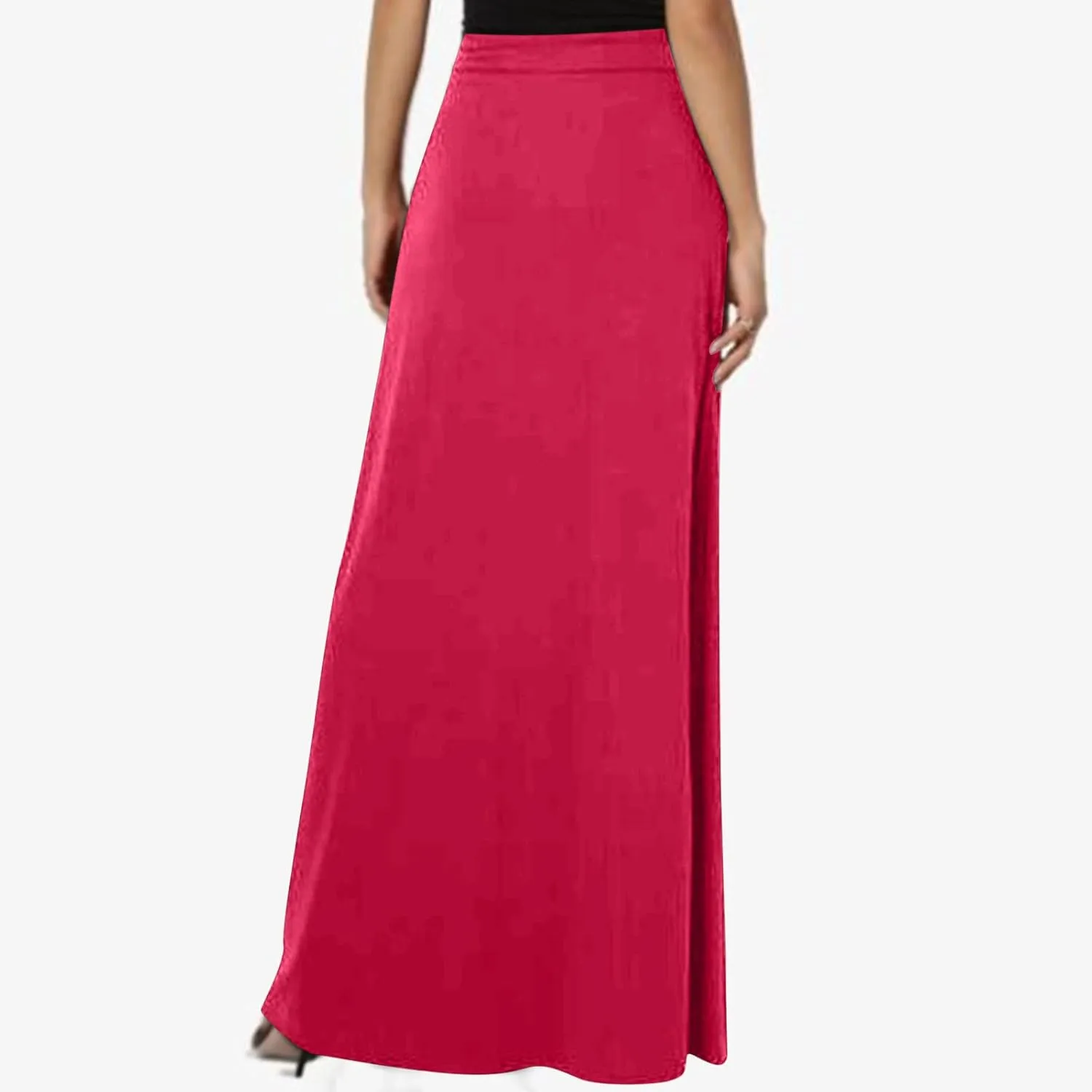 Fashion Long Skirt for Women Solid Elegant Maxi Skirts Casual Elastic High Waist Office Pencil Skirt with Pokets