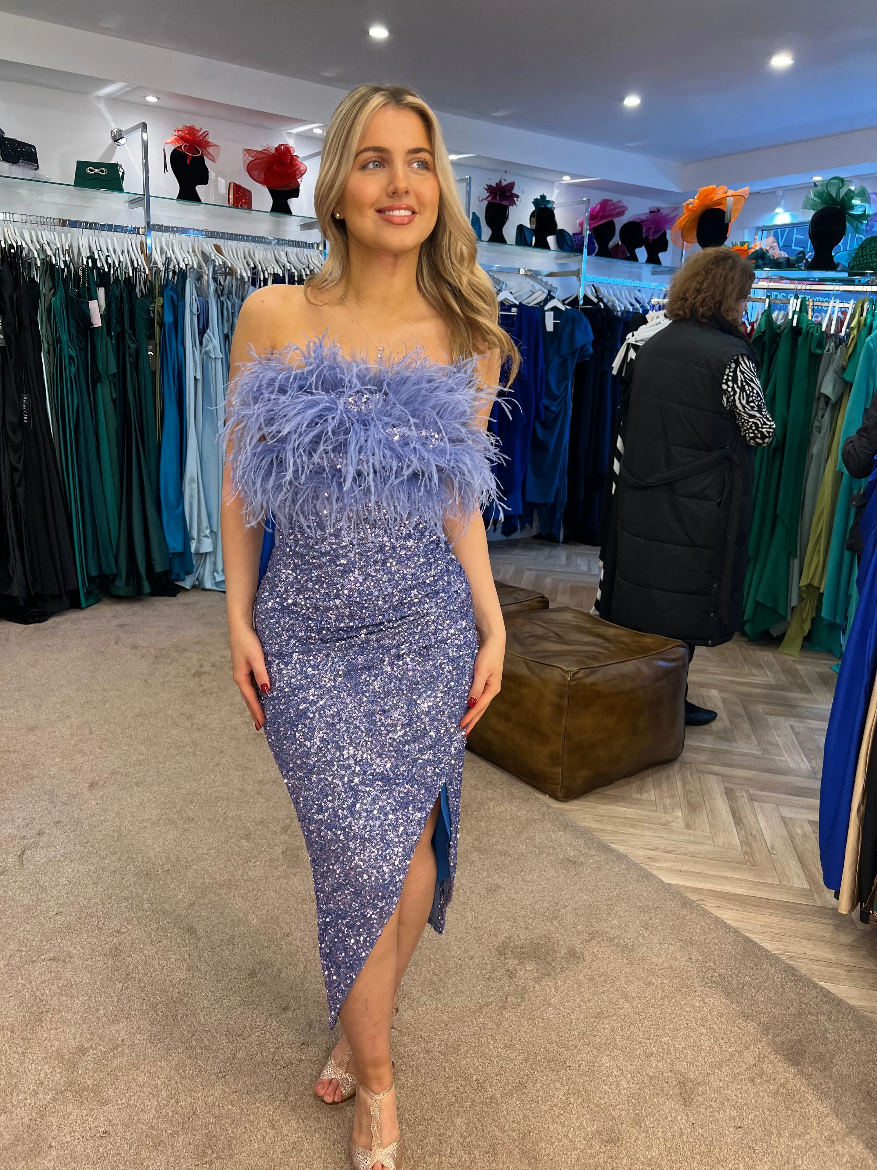 Feather finale sequin feather midi dress 3 colours