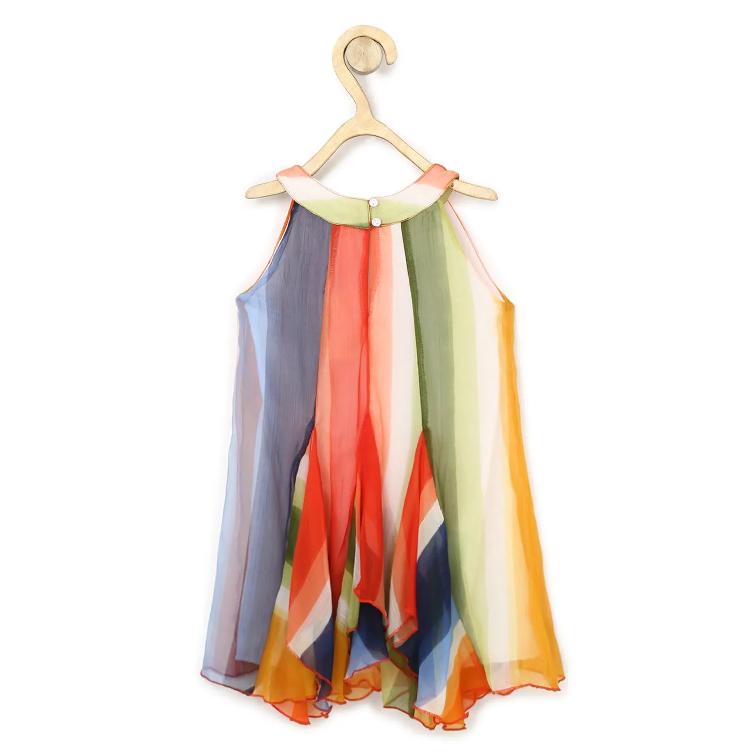 Girl's Chiffon Multi Coloured Print Dress - StyleStone Kid