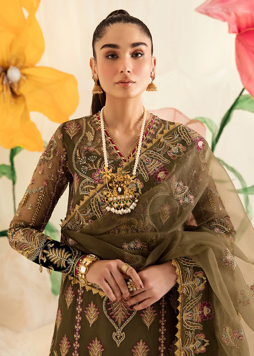 Green Pakistani Sharara Suit | Ayzel | Fleur De Lis Formals’23 | Azalea