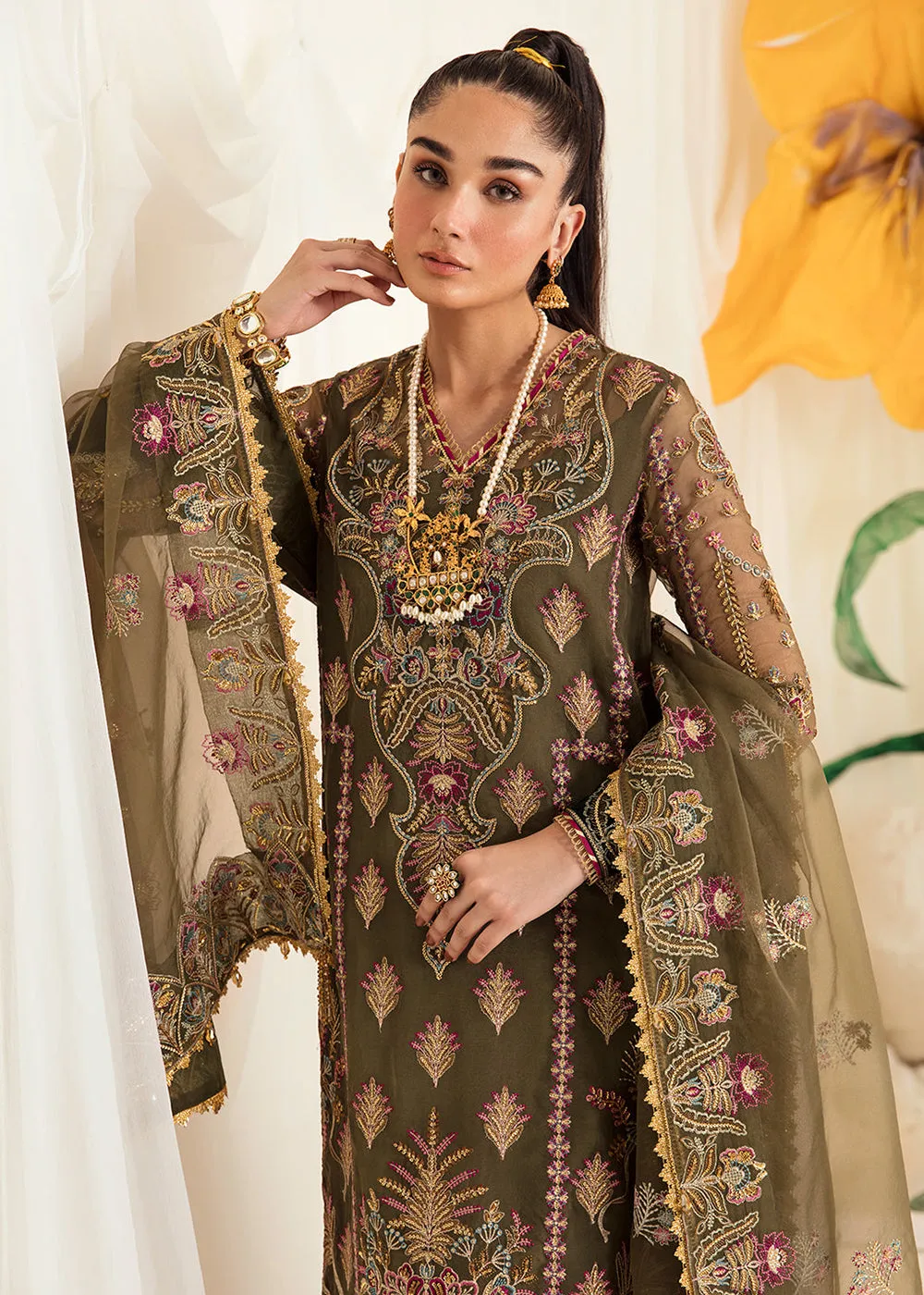 Green Pakistani Sharara Suit | Ayzel | Fleur De Lis Formals’23 | Azalea