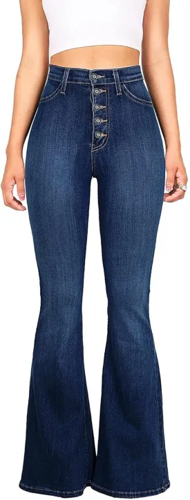 High Waisted Bell Bottom Jeans for Women Black Flare Retro Bootcut Stretch Wide Leg Denim Pants