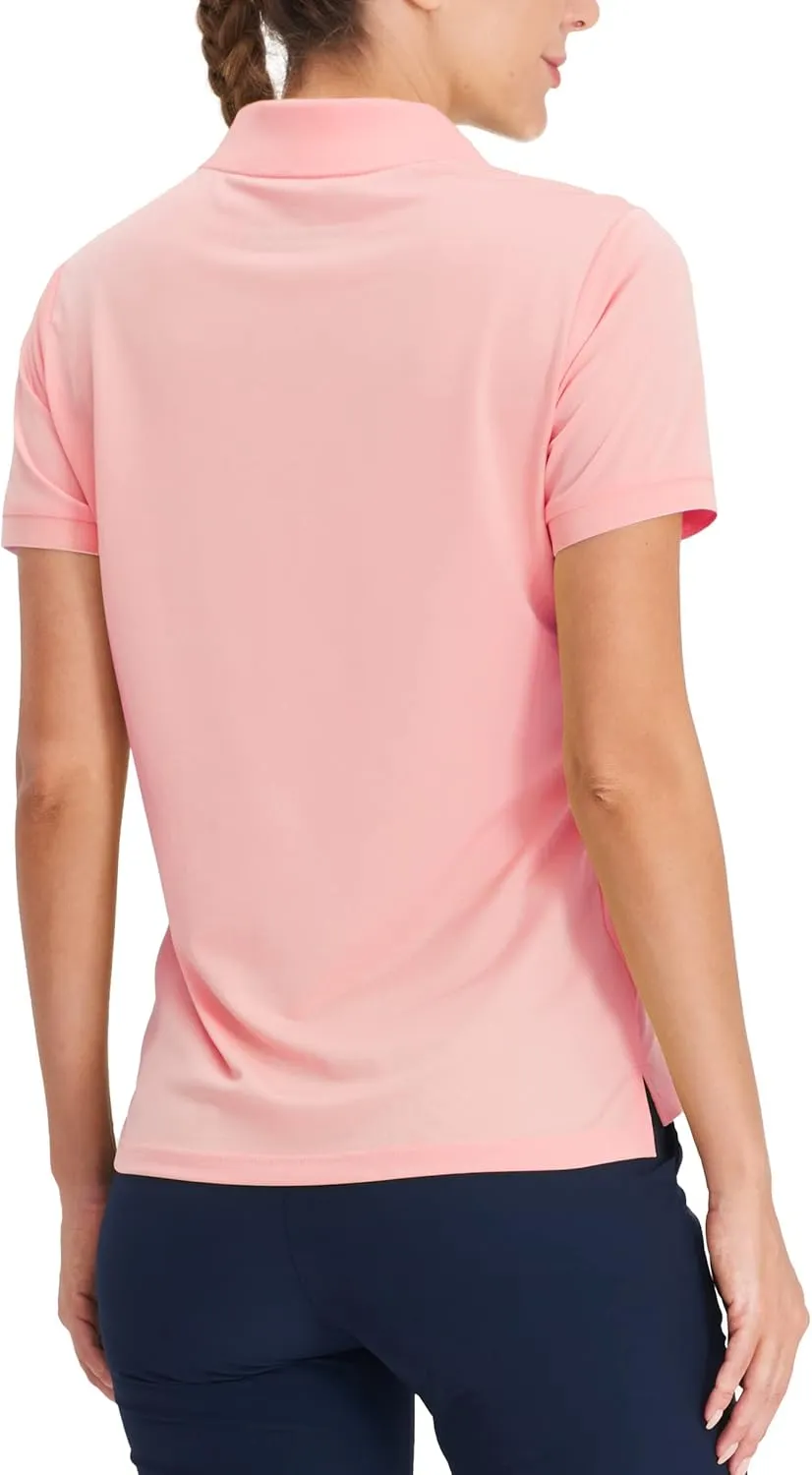 Hiverlay Women's Golf Shirt Short Sleeve V Neck Collar Polo Shirts Athletic Tennis Tops Lightweight Quick Dry UPF 50 
