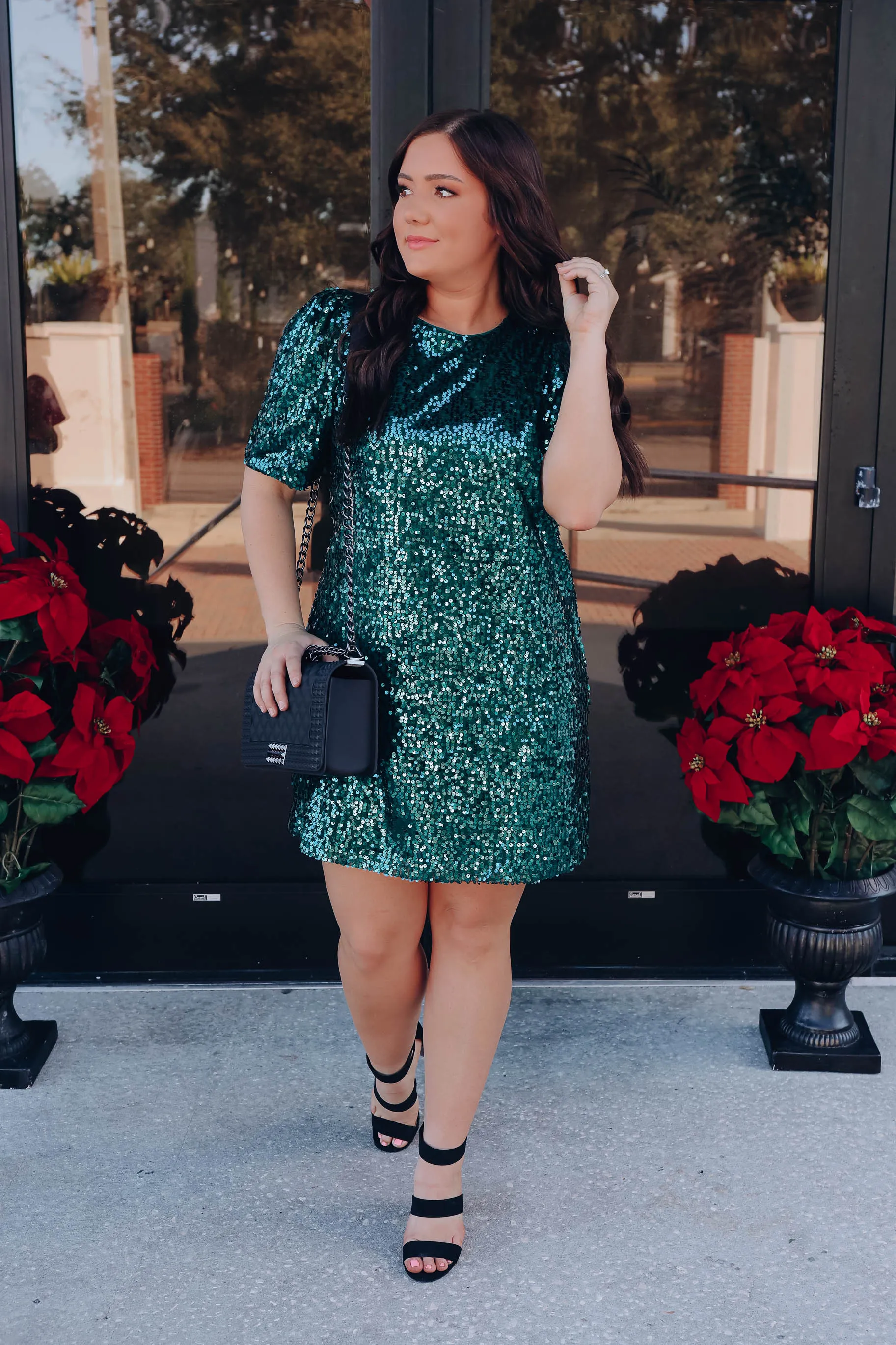 Imperial Sequin Mini Dress - Hunter Green