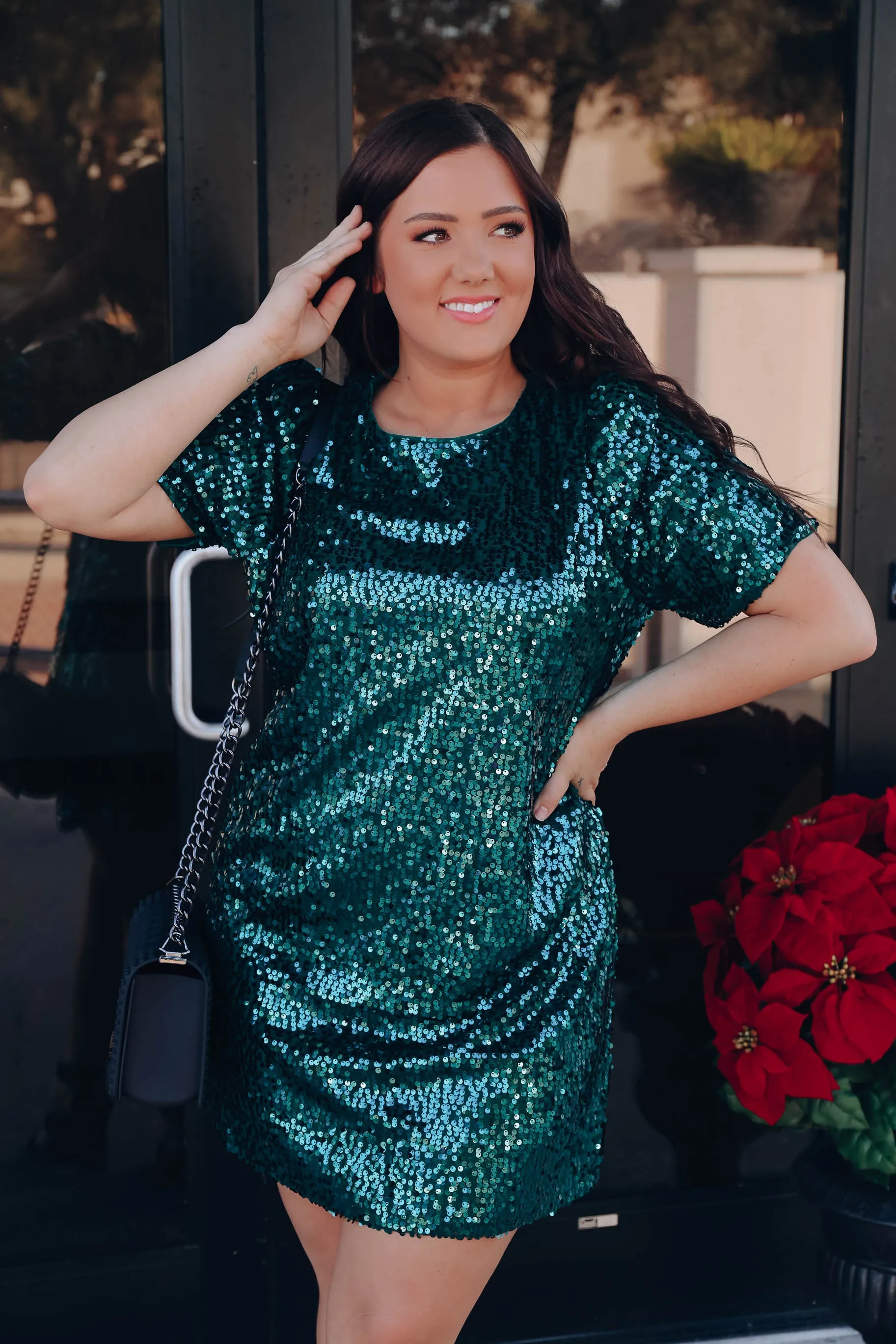 Imperial Sequin Mini Dress - Hunter Green