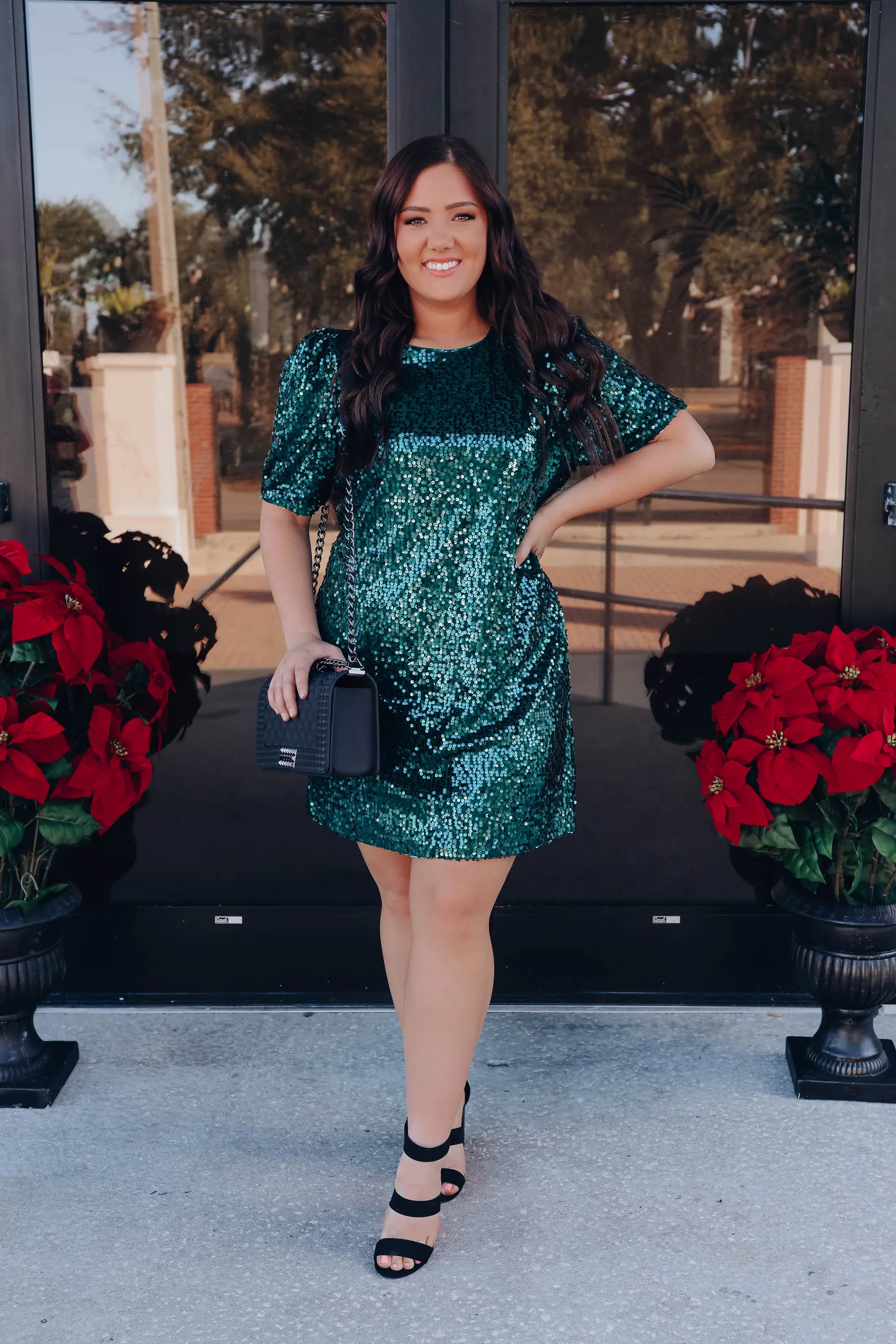 Imperial Sequin Mini Dress - Hunter Green