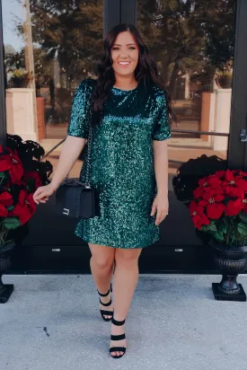 Imperial Sequin Mini Dress - Hunter Green